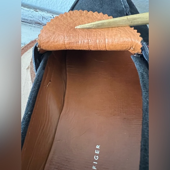 VTG Rare Hilfiger Blue Navy Suede Penny Loafers Men Size 9 Leather Sole Portugal - Picture 9 of 12